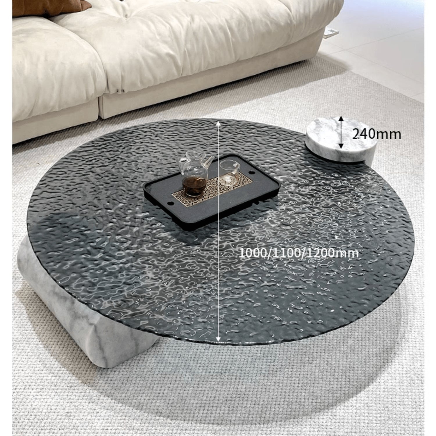 Round Coffee Table with Glass Top and Abstract Legs - Stylish & Fashionable Design for Living Room yw-198