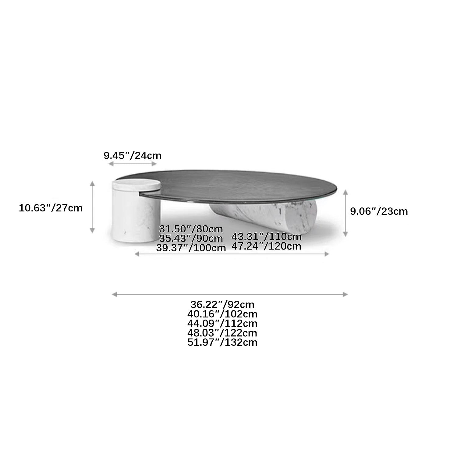 Round Coffee Table with Glass Top and Abstract Legs - Stylish & Fashionable Design for Living Room yw-198