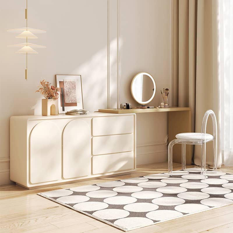 Chic Off White Makeup Vanity with Natural Wood Finish & Particle Board Construction yw-200