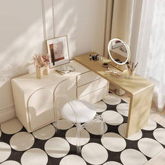 Chic Off White Makeup Vanity with Natural Wood Finish & Particle Board Construction yw-200