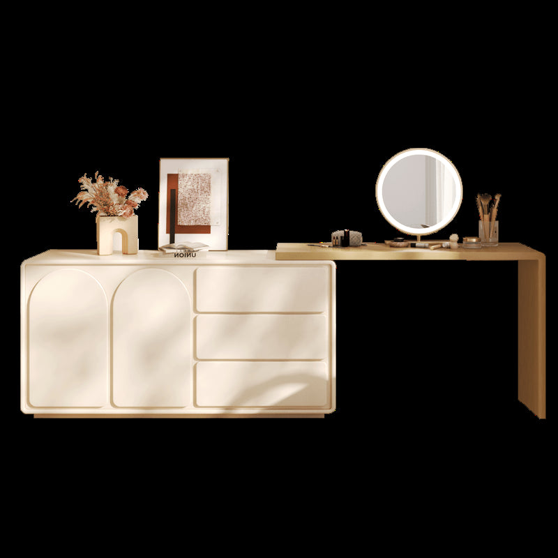 Chic Off White Makeup Vanity with Natural Wood Finish & Particle Board Construction yw-200