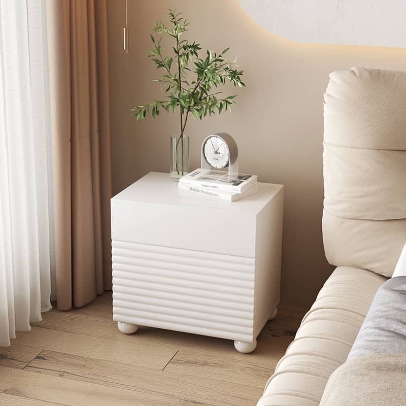 Stylish White Nightstand - Durable Density Board Wood Nightstand yw-207