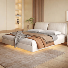 Modern Cal King Techno Fabric Bed with Pine Frame & Upholstered Headboard for Your Room yw-208