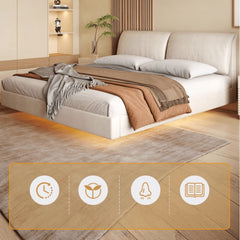 Modern Cal King Techno Fabric Bed with Pine Frame & Upholstered Headboard for Your Room yw-208