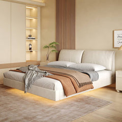 Modern Cal King Leather Bed with Pine Frame & Upholstered Headboard for Your Room yw-209