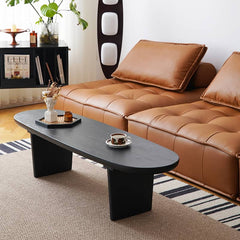 Modern Oval Wooden Coffee Table in Balck- Perfect for Your Livingroom Decor yw-210