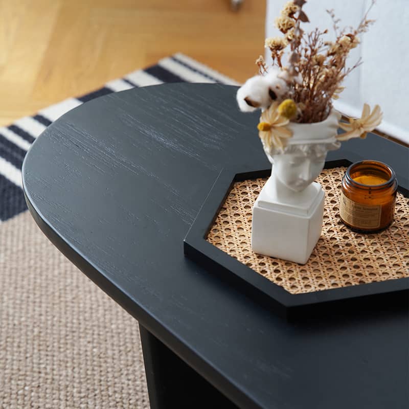 Modern Oval Wooden Coffee Table in Balck- Perfect for Your Livingroom Decor yw-210