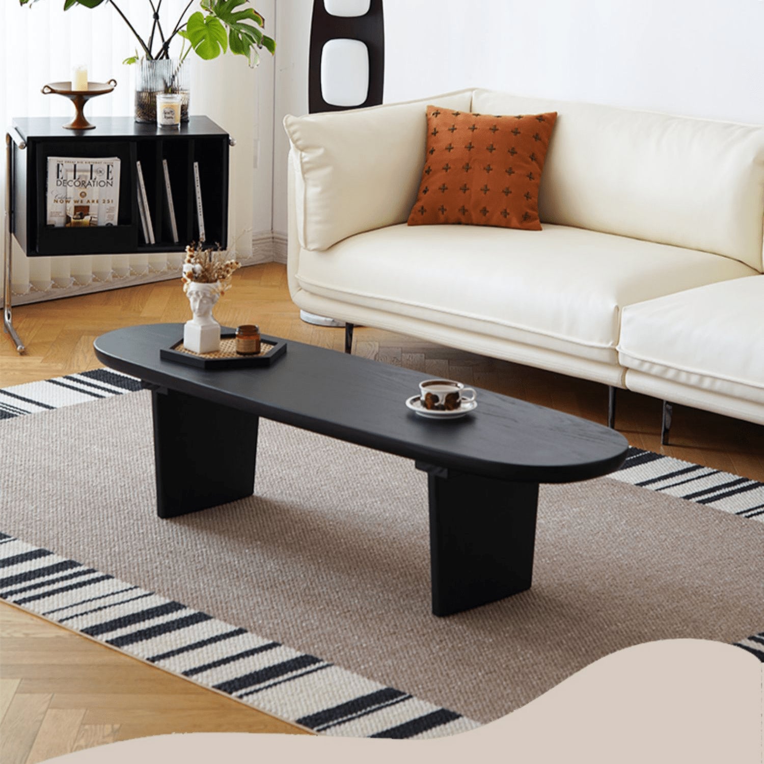 Modern Oval Wooden Coffee Table in Balck- Perfect for Your Livingroom Decor yw-210