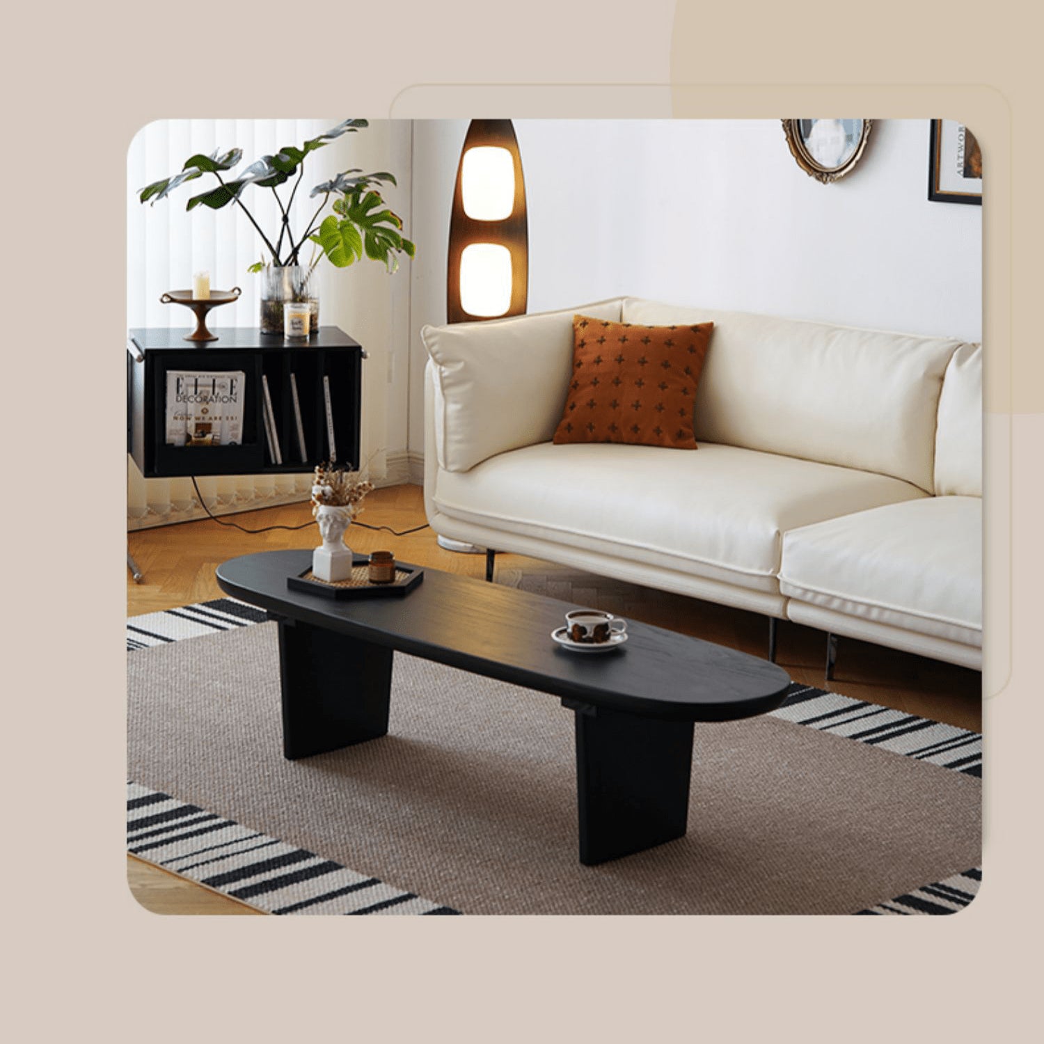 Modern Oval Wooden Coffee Table in Balck- Perfect for Your Livingroom Decor yw-210