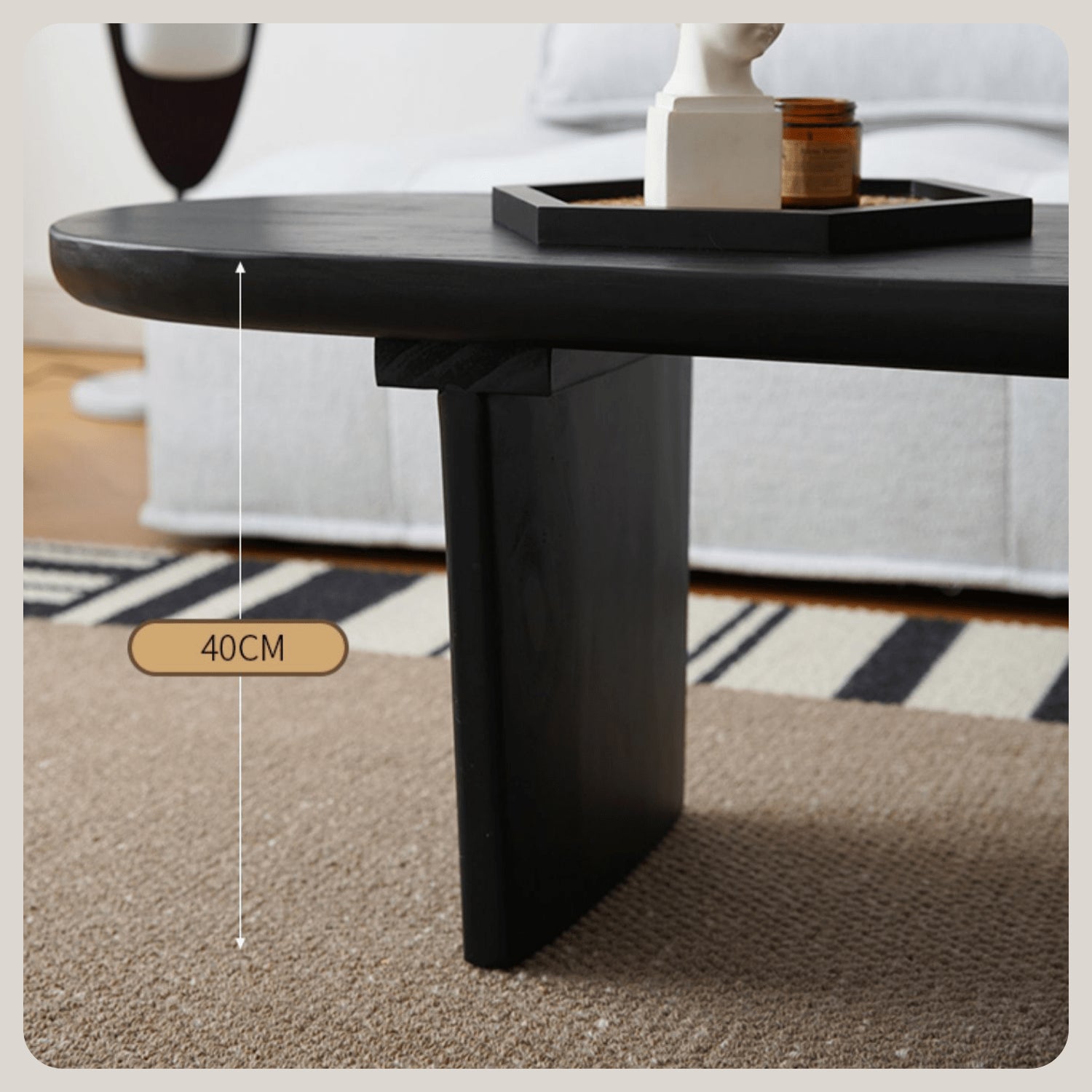 Modern Oval Wooden Coffee Table in Balck- Perfect for Your Livingroom Decor yw-210