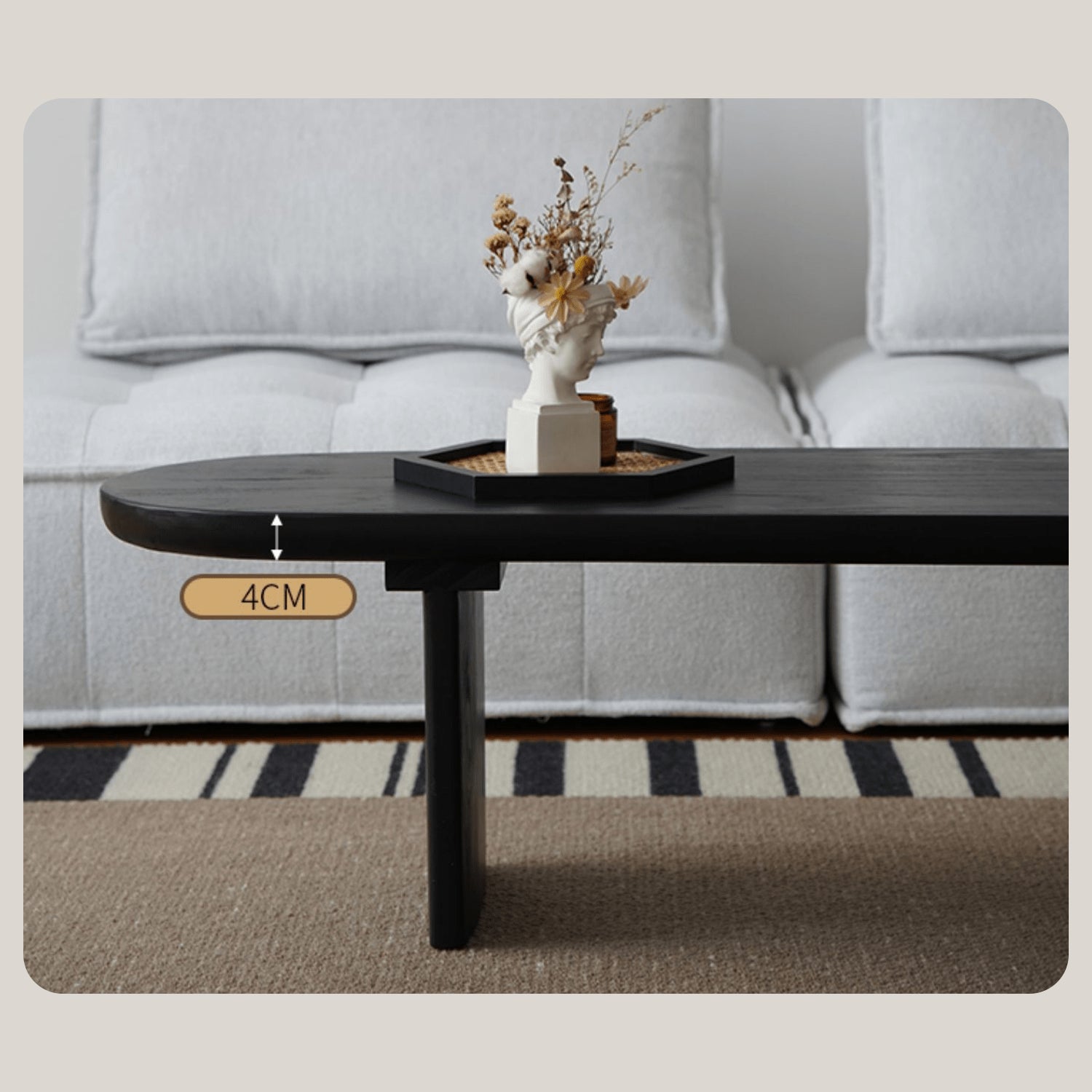 Modern Oval Wooden Coffee Table in Balck- Perfect for Your Livingroom Decor yw-210