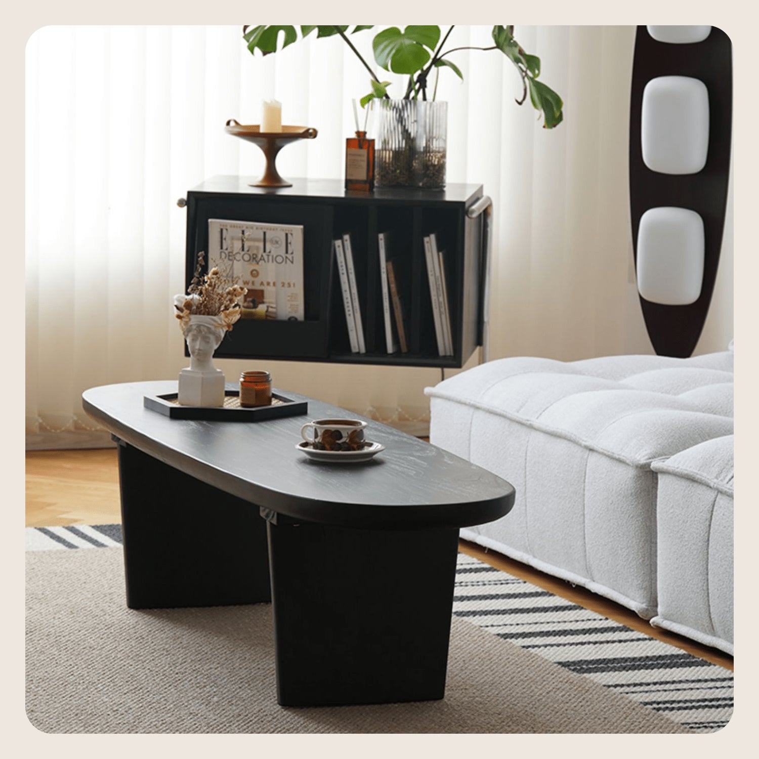 Modern Oval Wooden Coffee Table in Balck- Perfect for Your Livingroom Decor yw-210