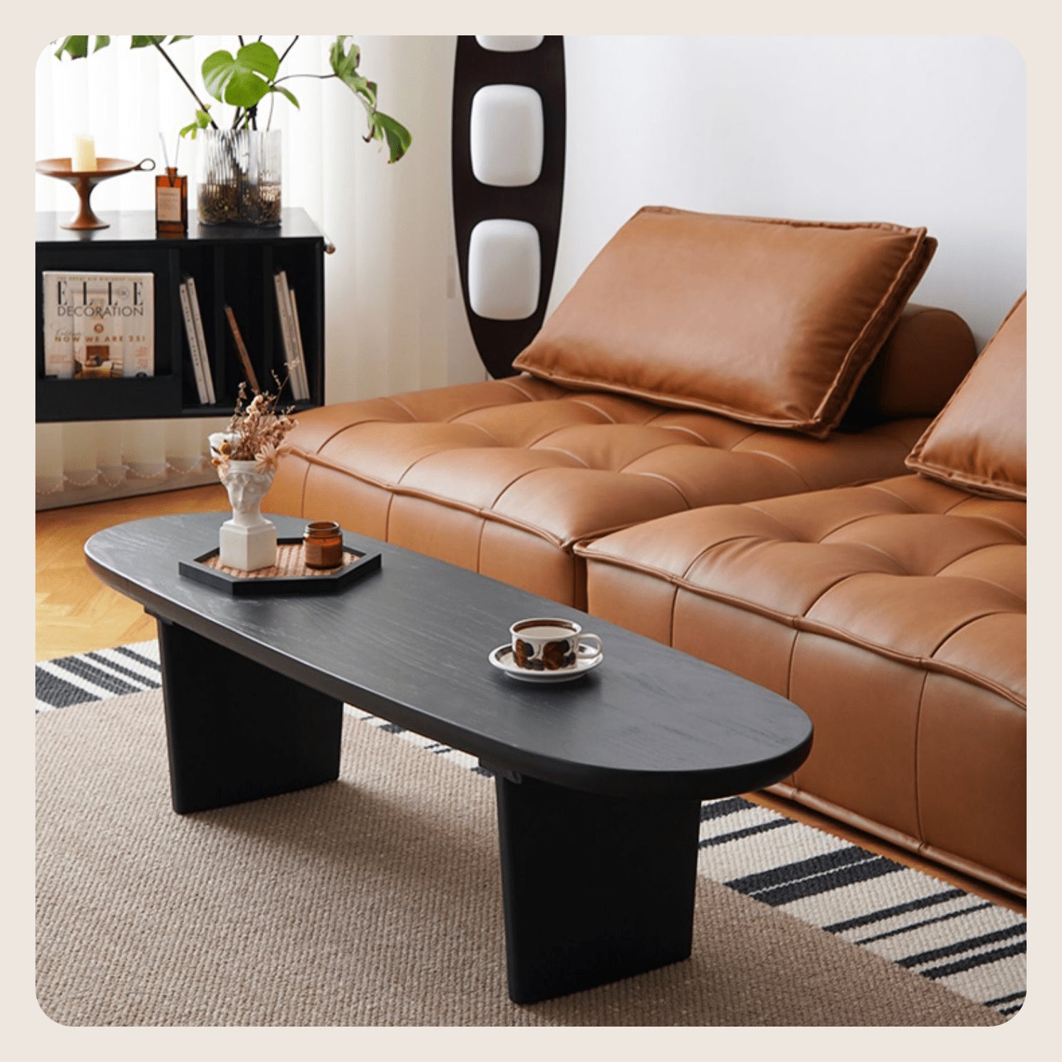 Modern Oval Wooden Coffee Table in Balck- Perfect for Your Livingroom Decor yw-210