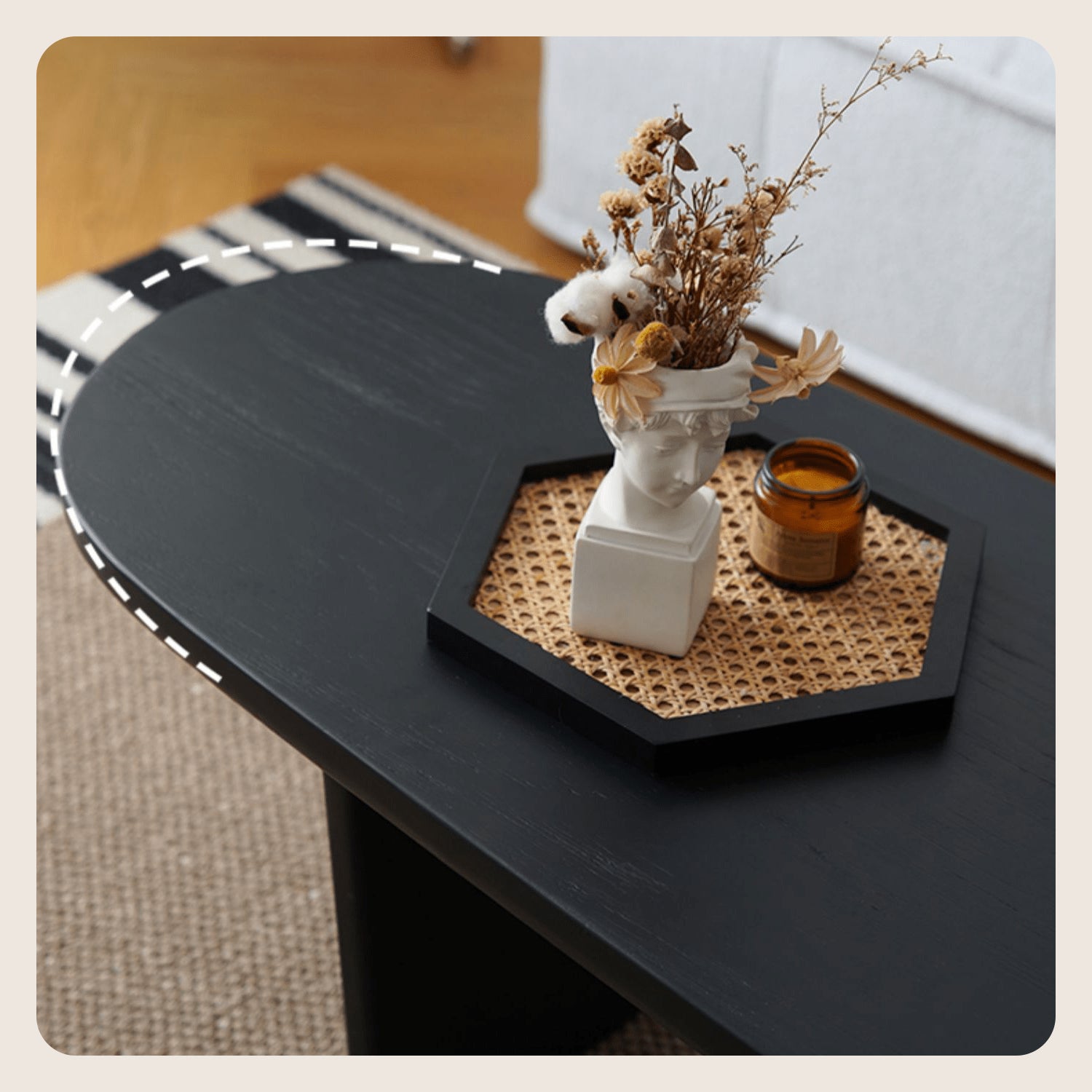 Modern Oval Wooden Coffee Table in Balck- Perfect for Your Livingroom Decor yw-210