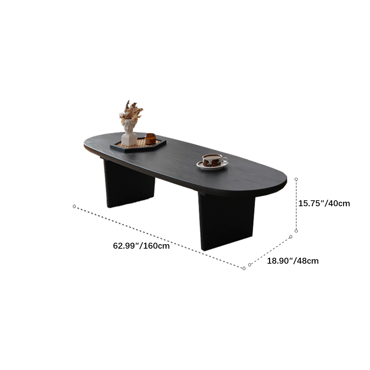 Modern Oval Wooden Coffee Table in Balck- Perfect for Your Livingroom Decor yw-210