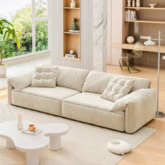 Off White and Yellow Techno Fabric Sofa with Black Accents - Modern Design for Stylish Living yw-214