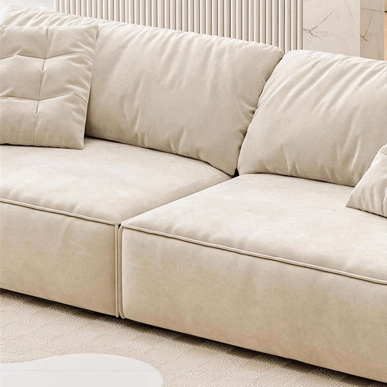 Off White and Yellow Techno Fabric Sofa with Black Accents - Modern Design for Stylish Living yw-214