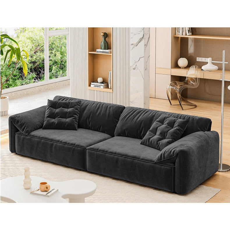 Off White and Yellow Techno Fabric Sofa with Black Accents - Modern Design for Stylish Living yw-214