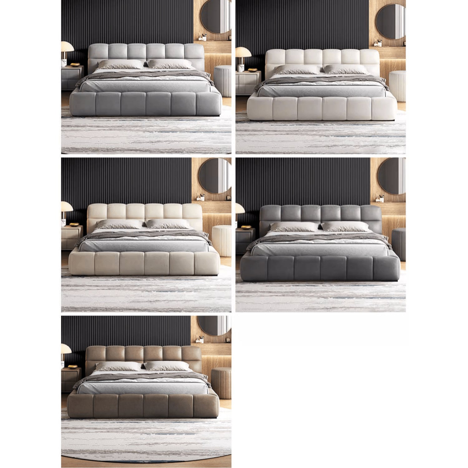 Luxurious California King Size Bed with Techno Fabric Upholstered Headboard for Bedroom yw-215