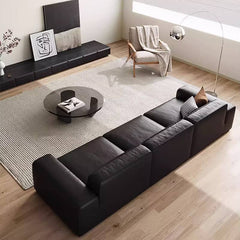 Luxurious White & Black Cowhide Leather Velvet Sofa with Pine Frame yw-216