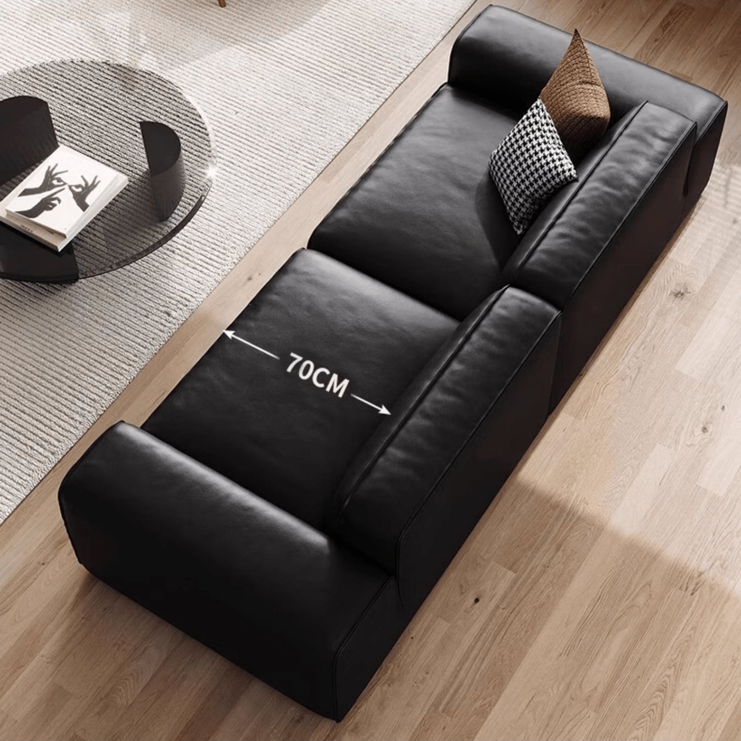 Luxurious White & Black Cowhide Leather Velvet Sofa with Pine Frame yw-216