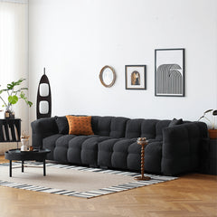 Modern Sofa with Black Faux Lambswool and White Pine Frame yw-218