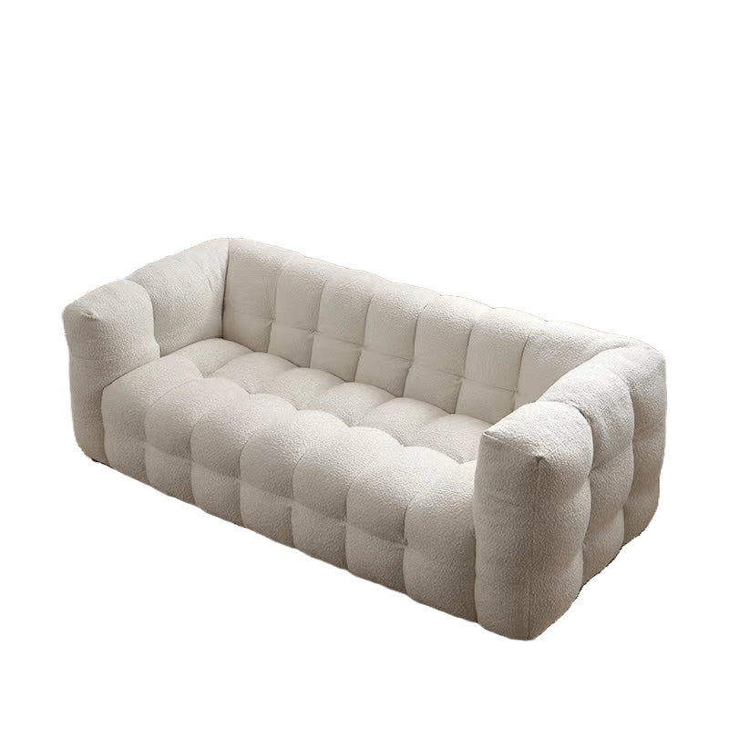 Modern Sofa with Black Faux Lambswool and White Pine Frame yw-218