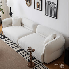 Luxurious White Faux Lambswool Sofa with Pine Wood Frame - Cozy and Elegant yw-219