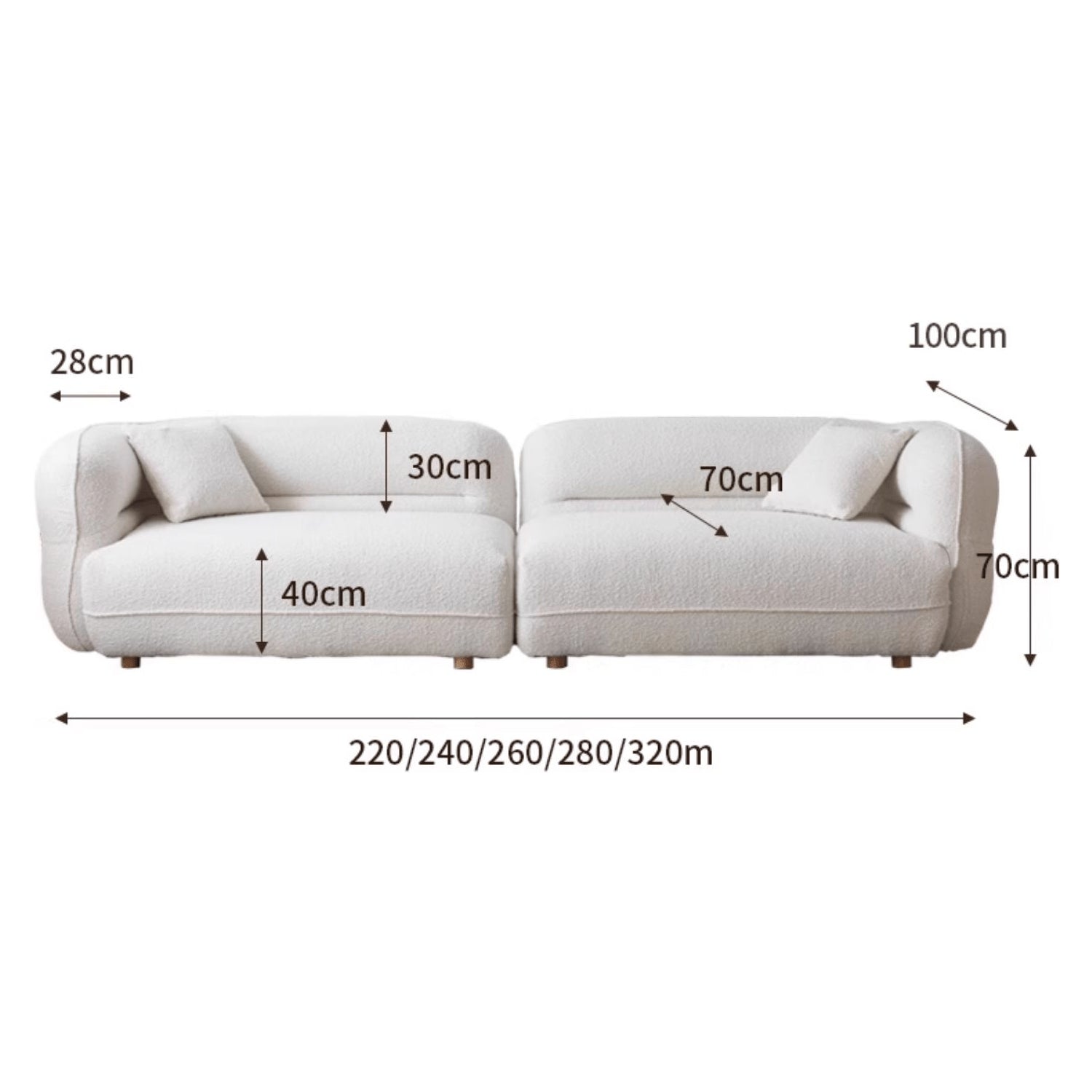 Luxurious White Faux Lambswool Sofa with Pine Wood Frame - Cozy and Elegant yw-219