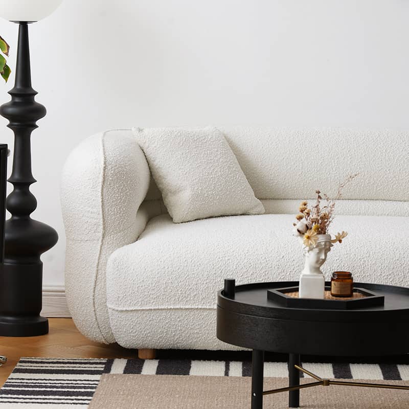 Luxurious White Faux Lambswool Sofa with Pine Wood Frame - Cozy and Elegant yw-219