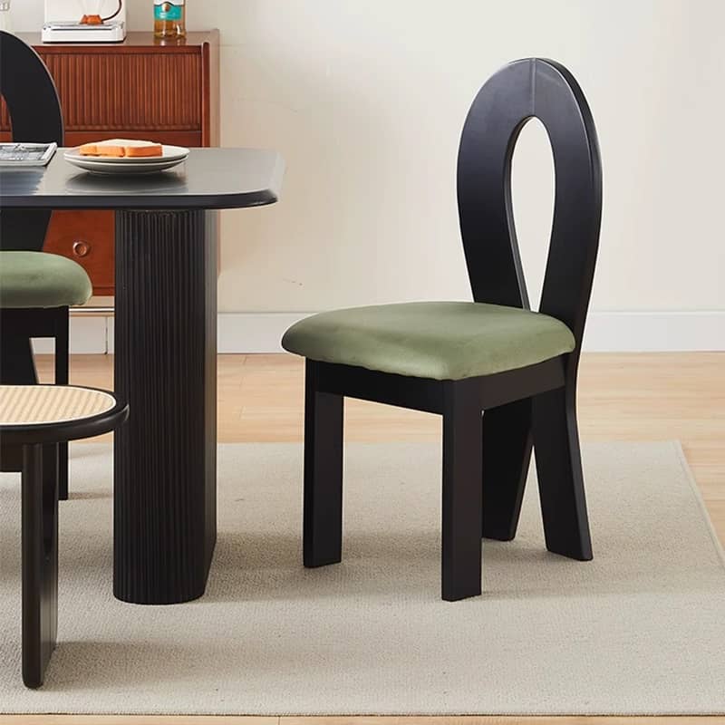 Stylish Black and Brown Wooden Dining Chair with Comfortable Flannel Upholstery yw-222