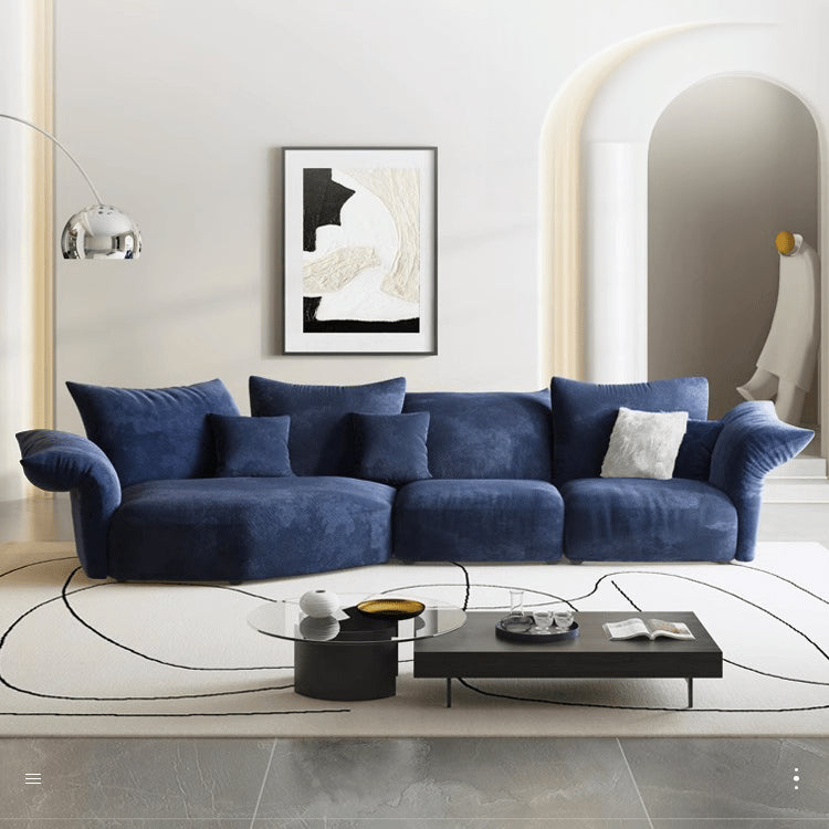 Luxurious Blue & White Pine Velvet Flannel Sofa - Perfect Blend of Style and Comfort yw-225