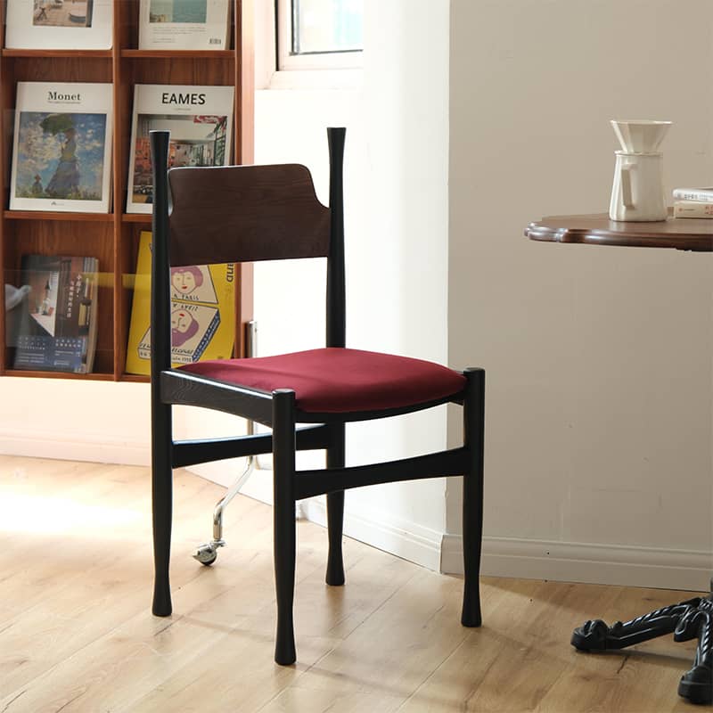 Stylish Ash Wood Chair with Red and Yellow Flannel Upholstery - Perfect Decro for Diningroom yw-228