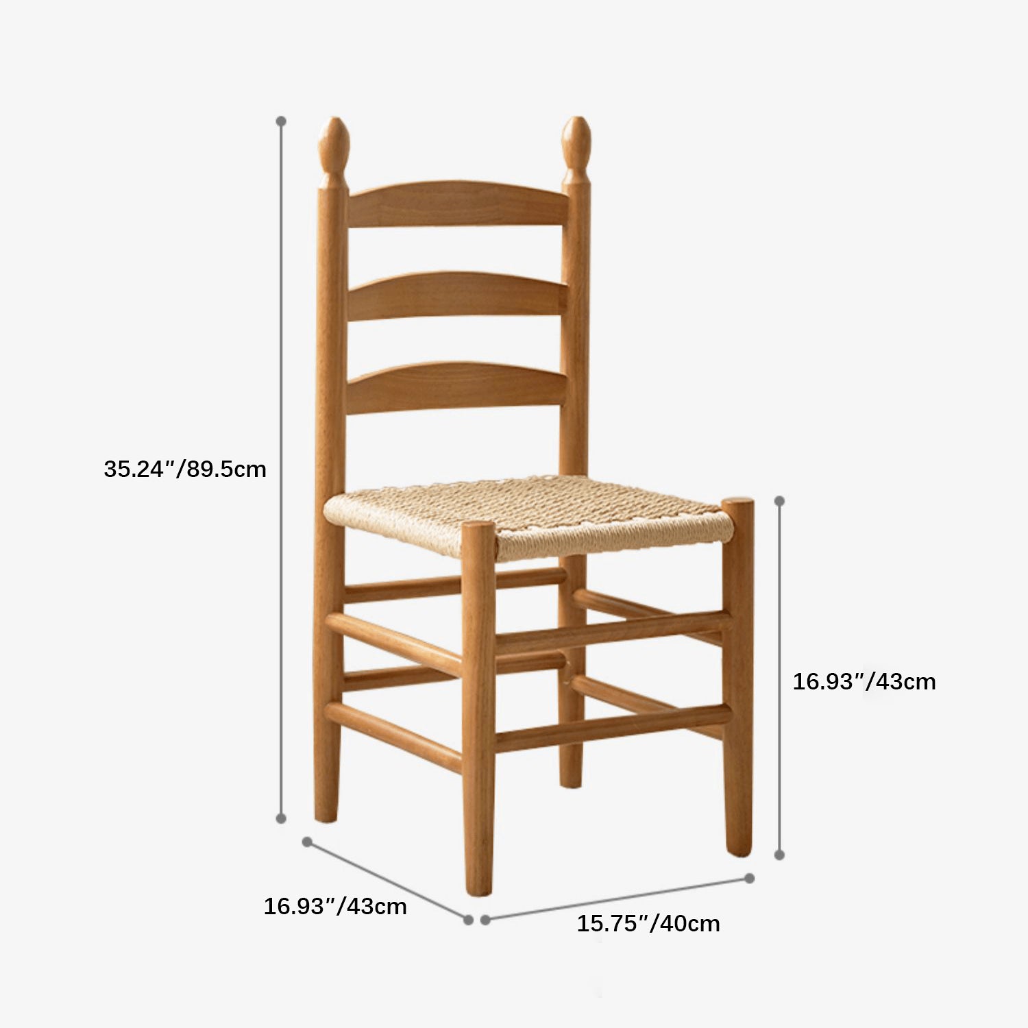 16.1‘’ Modern Oak Wood Dining Chair with Rope Weaving Seat for Diningroom yw-230