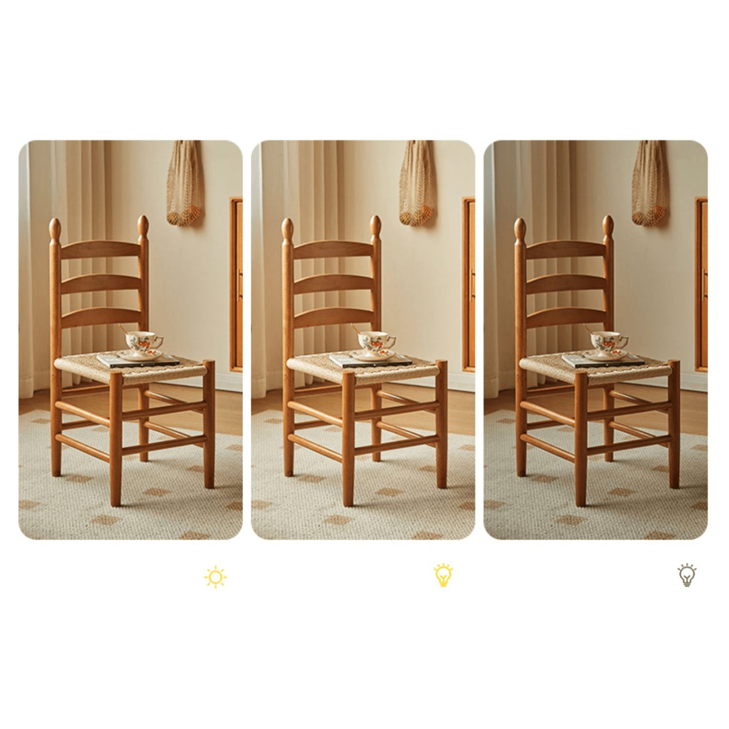 16.1‘’ Modern Oak Wood Dining Chair with Rope Weaving Seat for Diningroom yw-230