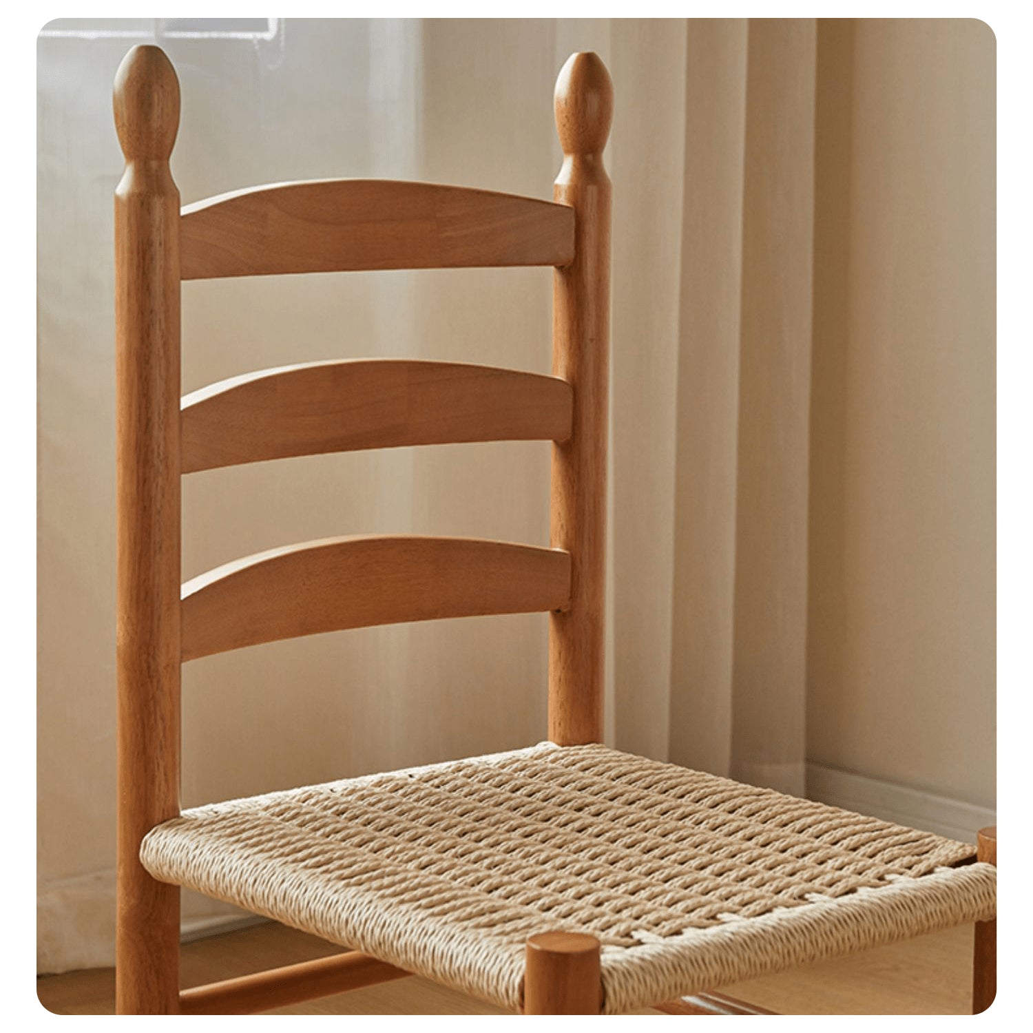 16.1‘’ Modern Oak Wood Dining Chair with Rope Weaving Seat for Diningroom yw-230