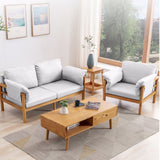 Luxurious Off-White Sofa with Rubber Wood Frame and Cotton-Ramie Blend Upholstery zsjj-106