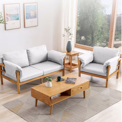 Luxurious Off-White Sofa with Rubber Wood Frame and Cotton-Ramie Blend Upholstery zsjj-106