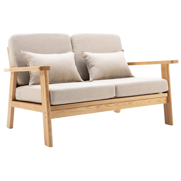 Stylish Cotton-Ramie Khaki Sofa with Ash Wood Frame for Ultimate Comfort zsjj-108