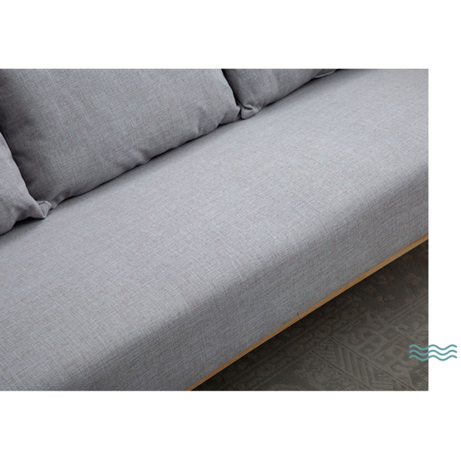 Stylish Gary Off-White Sofa with Blue, Brown, and Green Accents - Durable Rubber Wood Frame and Cotton-Ramie Blend Upholstery zsjj-97