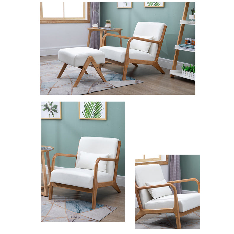 Elegant Off White Gary Stool - Rubber Wood & Soft Cotton-Ramie Cushion zsjj-99